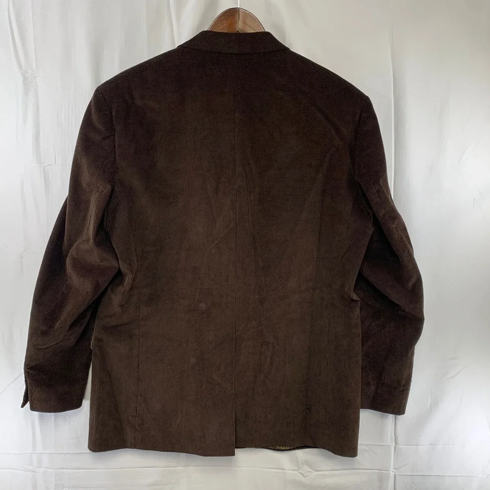 Chaps Corduroy Blazer Mens 44R Brown Paisley Lined 2-Button Sport Coat‎